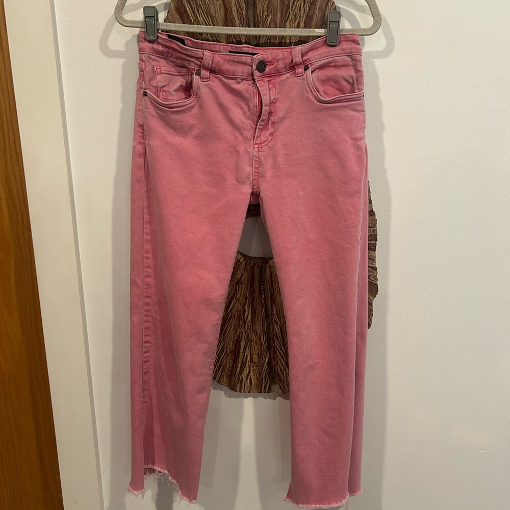 Kut from the Kloth Bubble Gum Pink Kelsey High Rise Ankle Flare